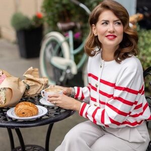 SMASH AND TESS | Striped Sweater - Cherry and White Jilly Box Spring 2026